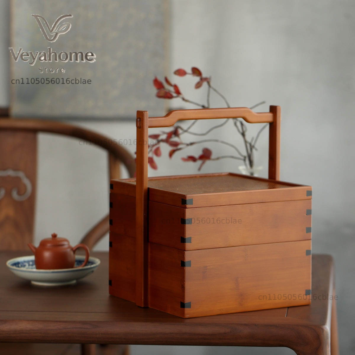 Food Snacks Basket - Bamboo Tea Set Storage Box Chinese-style