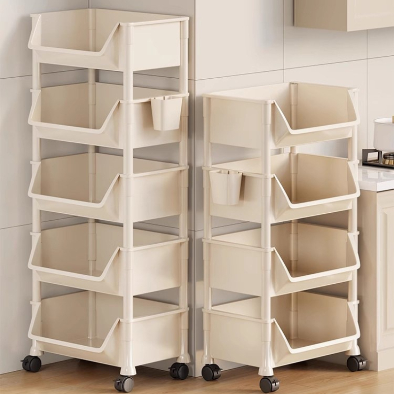 Food Snacks Basket - Rolling Multi‑layer Storage Trolley Floor Standing