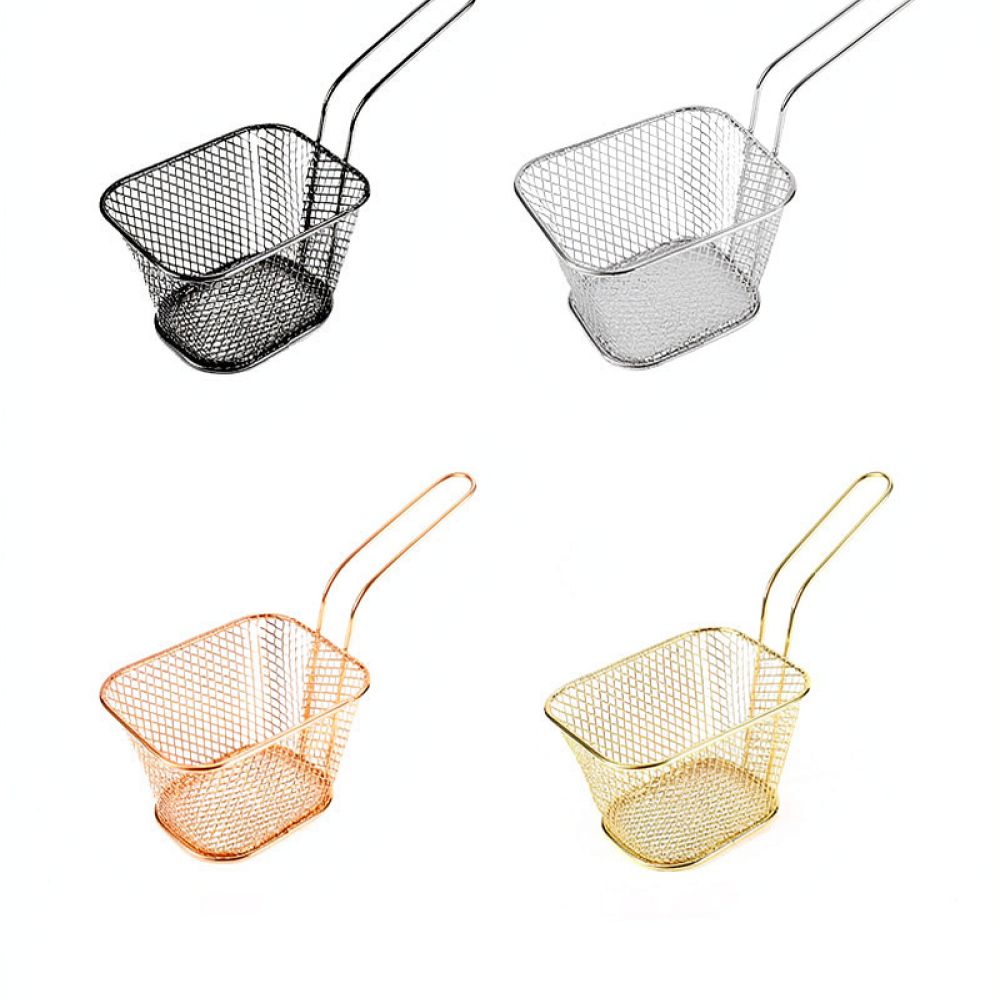 Food Snacks Basket - Rose Gold Square Wire Fry Basket