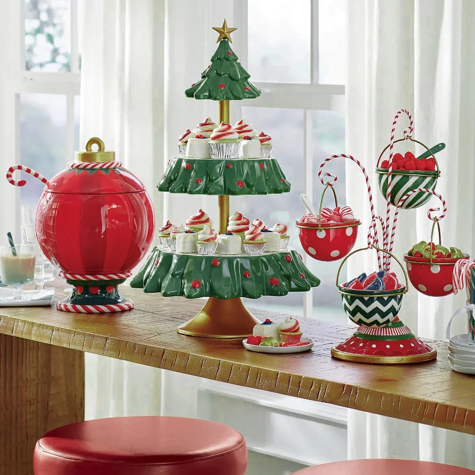Xmas Food Snacks - Christmas Snack Stand Double Layer Food