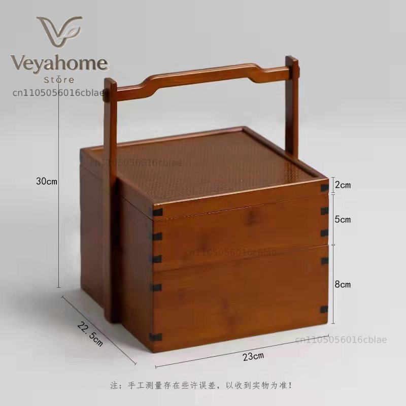 Bamboo Tea Set Storage Box Chi - Food Snacks Basket ulasan dan harga