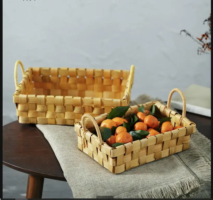 Wooden Woven Storage Basket Re - Food Snacks With Fiber ulasan dan harga