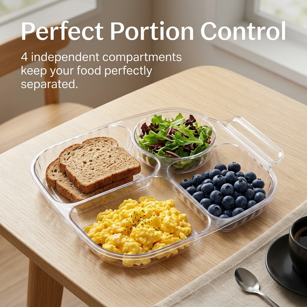 4 Compartment Plastic Food Pla - Food Snacks For Kids ulasan dan harga