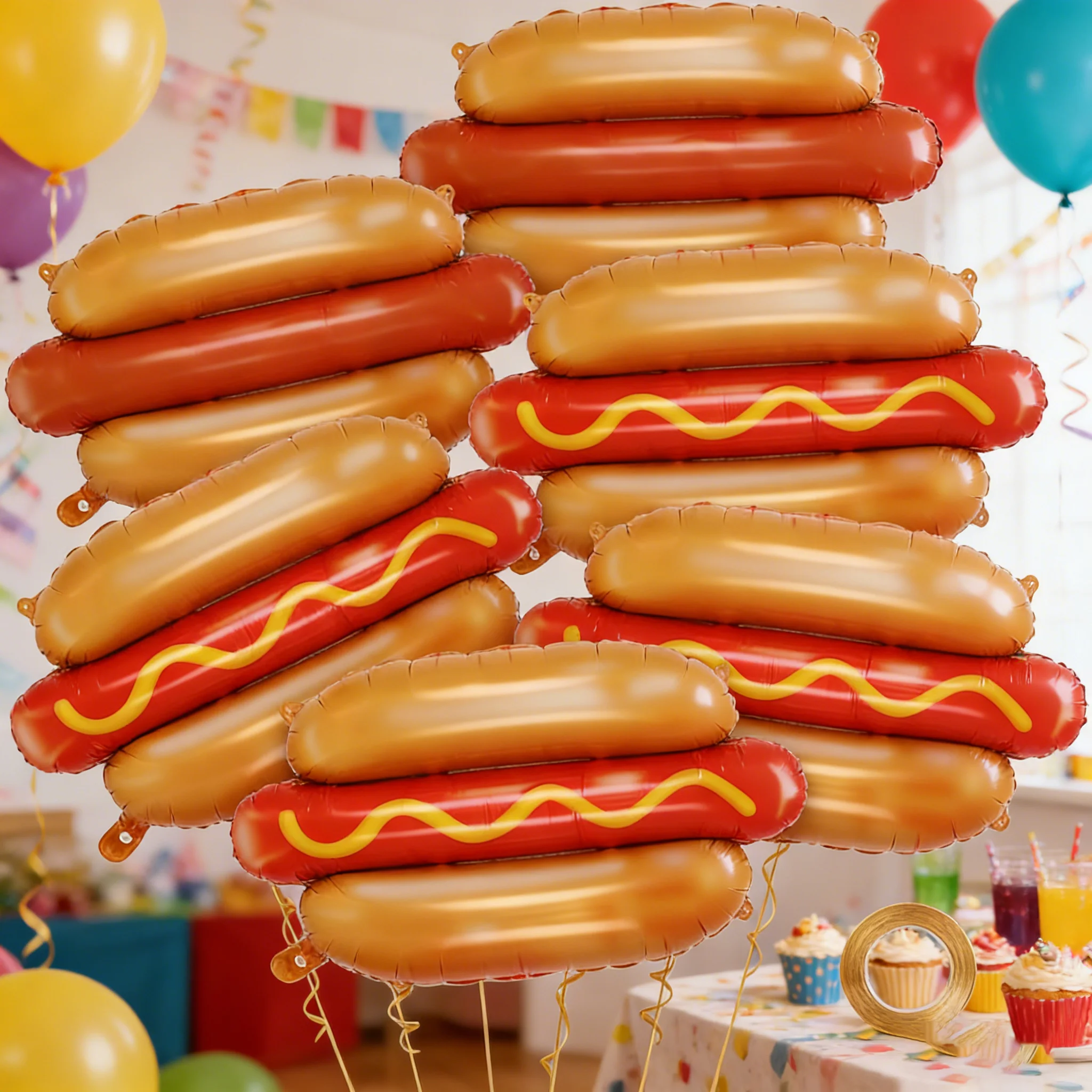 6Pcs Giant Hot Dog Balloons, F - Food Giant Snacks ulasan dan harga