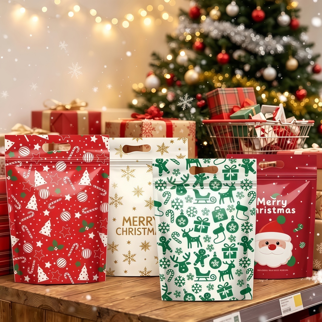 50Pcs Christmas Gift Zipper Ba - Xmas Food Snacks ulasan dan harga