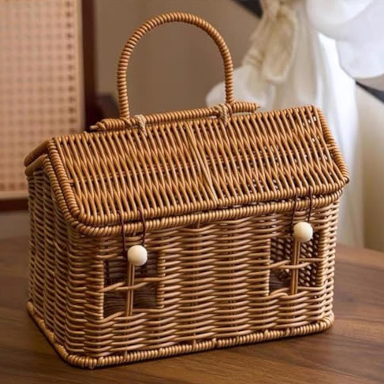 Rattan Basket Vintage House Sh - Food Snacks With Fiber ulasan dan harga