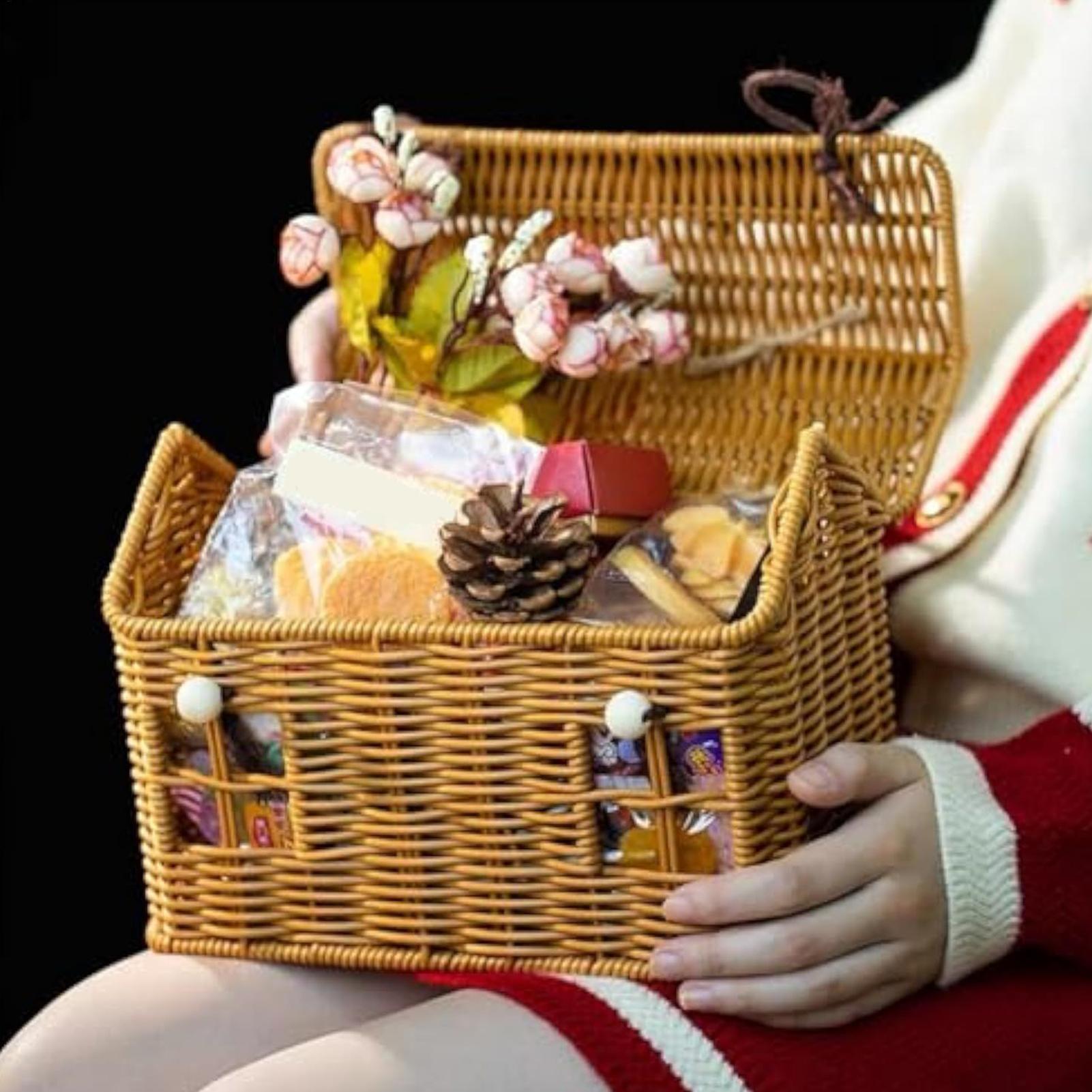 Rattan Basket Vintage House Sh - Food Snacks With Fiber ulasan dan harga