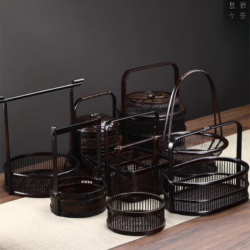 Handwoven Bamboo Picnic Basket - Food Snacks With Fiber ulasan dan harga