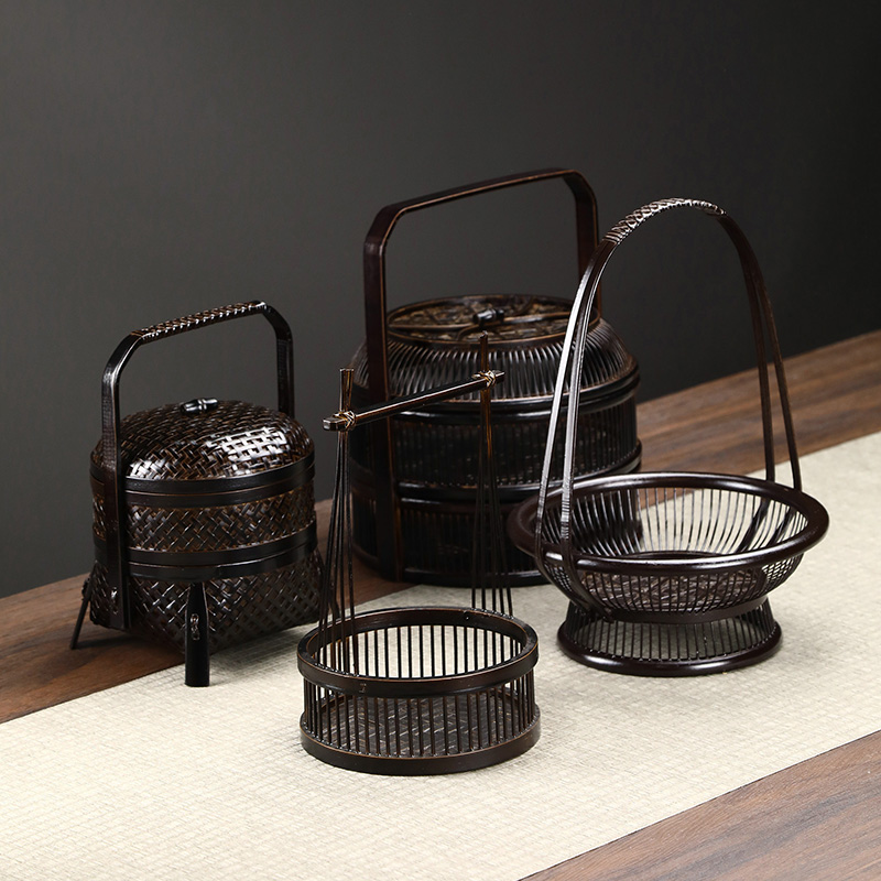 Handwoven Bamboo Picnic Basket - Food Snacks With Fiber ulasan dan harga