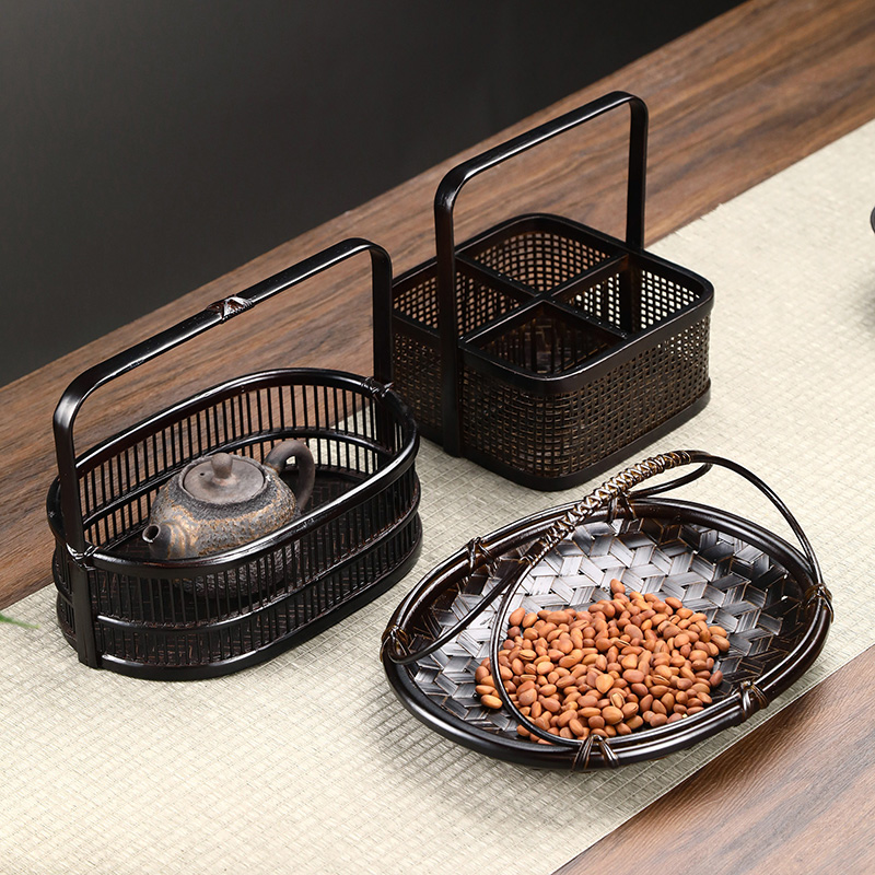 Handwoven Bamboo Picnic Basket - Food Snacks With Fiber ulasan dan harga