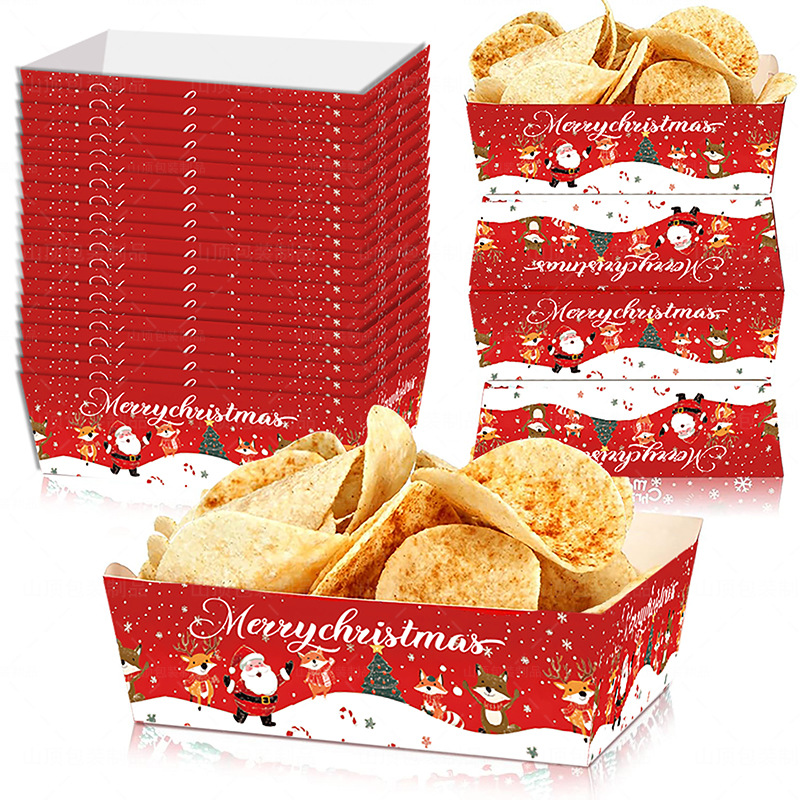 20Pcs Christmas Paper Food Tra - Xmas Food Snacks ulasan dan harga