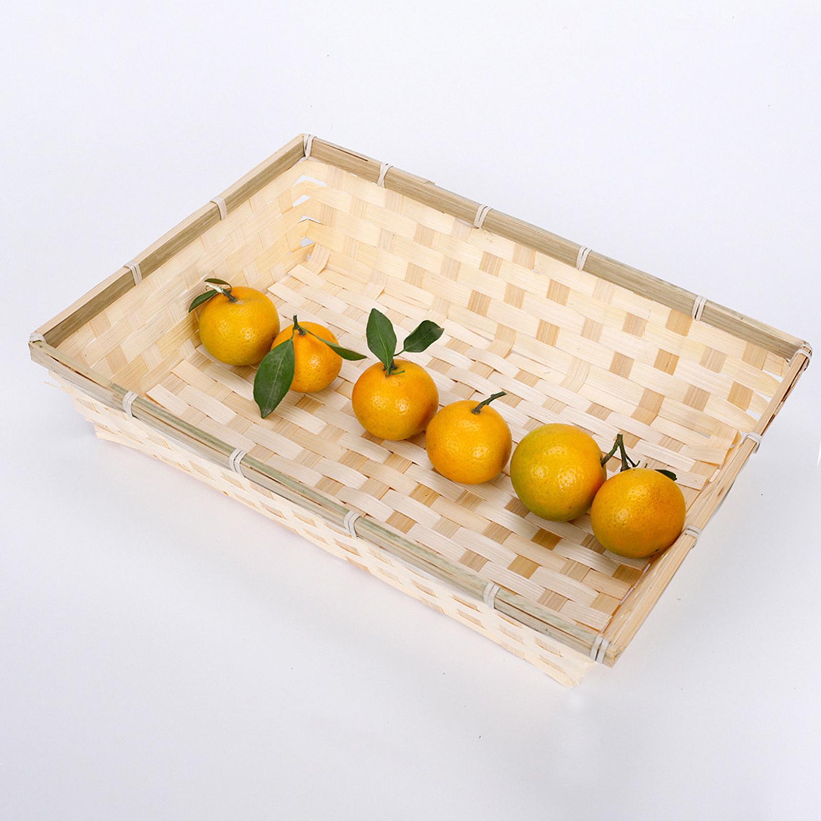 Natural Woven Serving Tray Bas - Food Snacks Basket ulasan dan harga