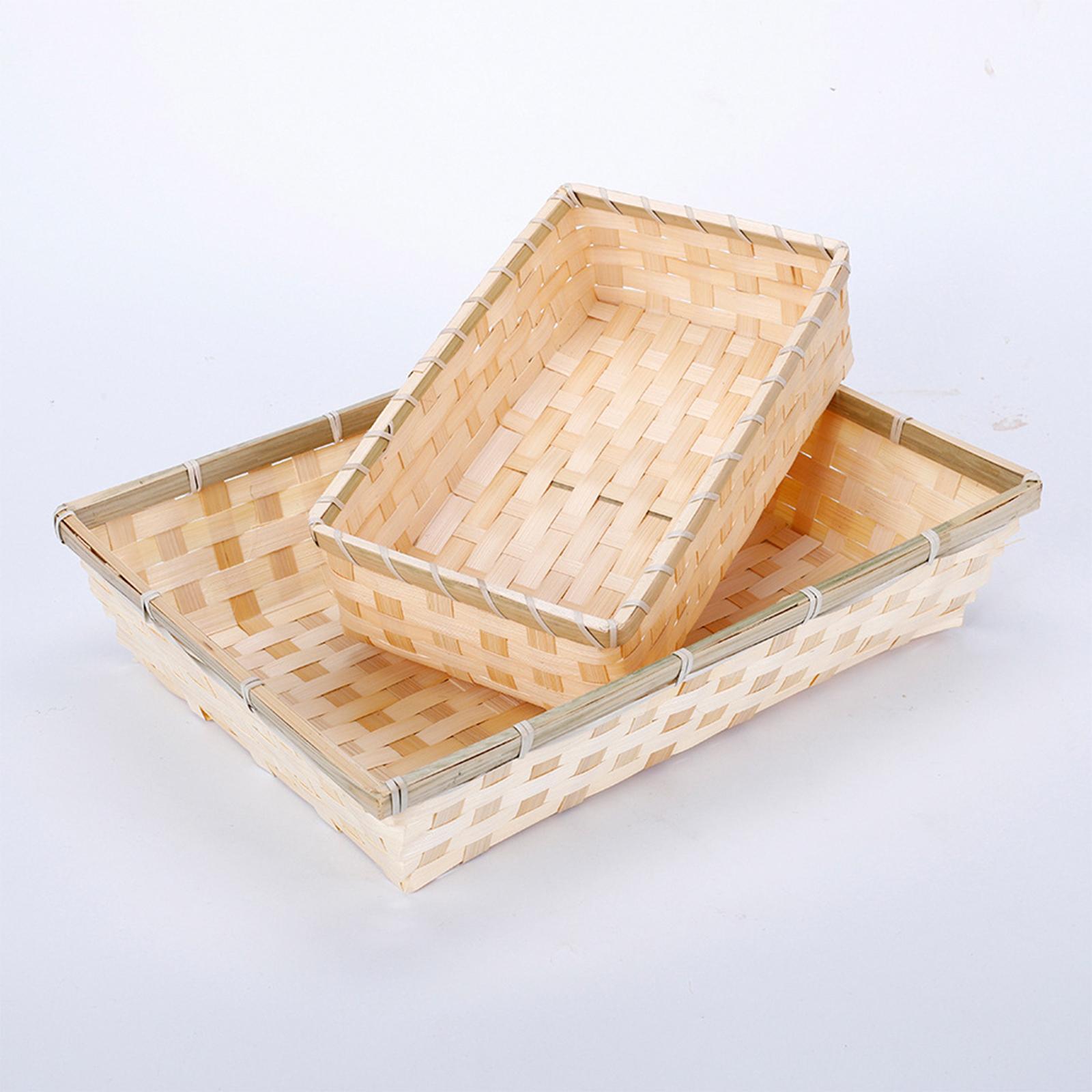 Natural Woven Serving Tray Bas - Food Snacks Basket ulasan dan harga
