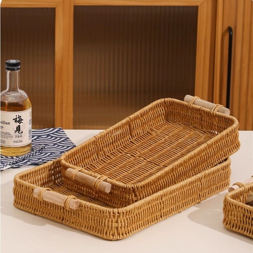 Snack Plate With Handle Woven  - Food Snacks Basket ulasan dan harga