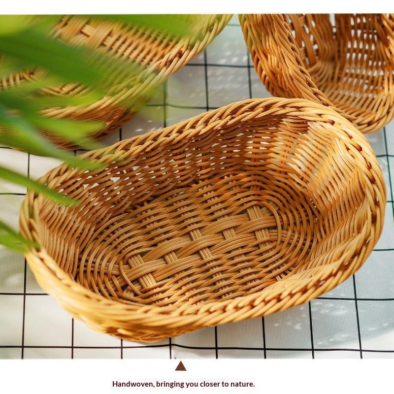 Handwoven Plastic Rattan Baske - Food Snacks Basket ulasan dan harga