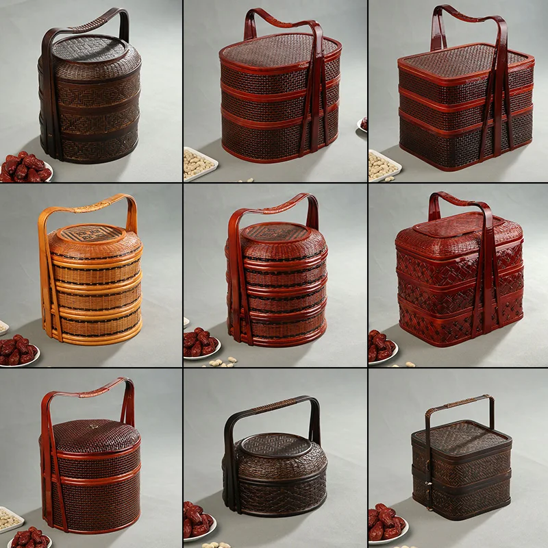 Bamboo Picnic Basket with Lid  - Food Snacks With Fiber ulasan dan harga