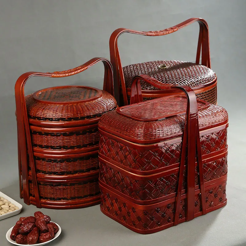 Bamboo Picnic Basket with Lid  - Food Snacks With Fiber ulasan dan harga
