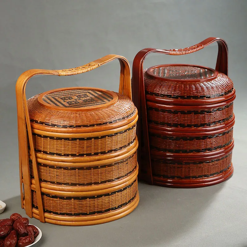 Bamboo Picnic Basket with Lid  - Food Snacks With Fiber ulasan dan harga